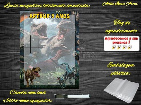 Lousa Magnética + Jogo da Velha Jurassic World com Embalagem