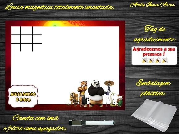Lousa Magnética + Jogo da Velha Kung Fu Panda com Embalagem