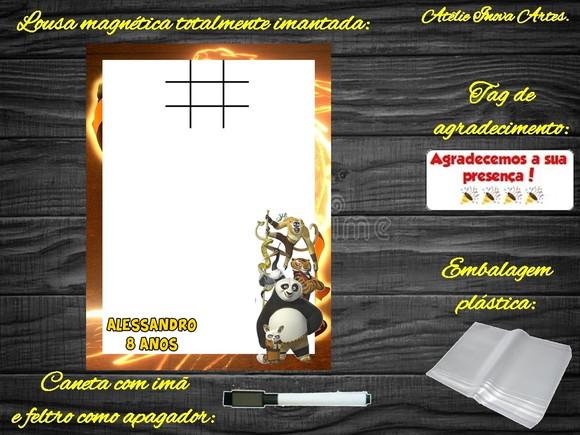 Lousa Magnética + Jogo da Velha Kung Fu Panda com Embalagem