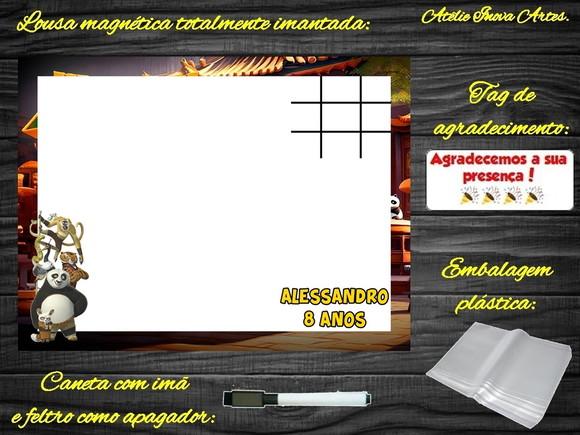 Lousa Magnética + Jogo da Velha Kung Fu Panda com Embalagem