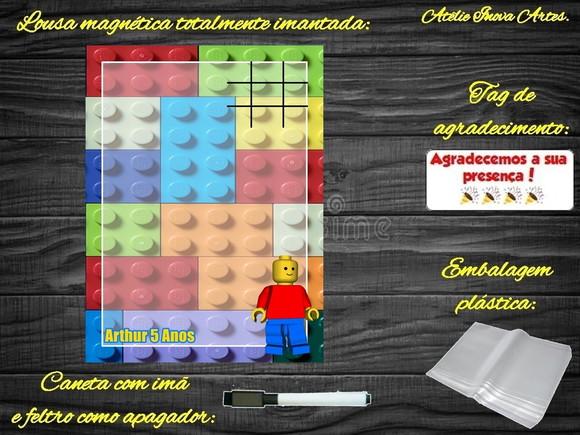 Lousa Magnética + Jogo da Velha Lego com Embalagem