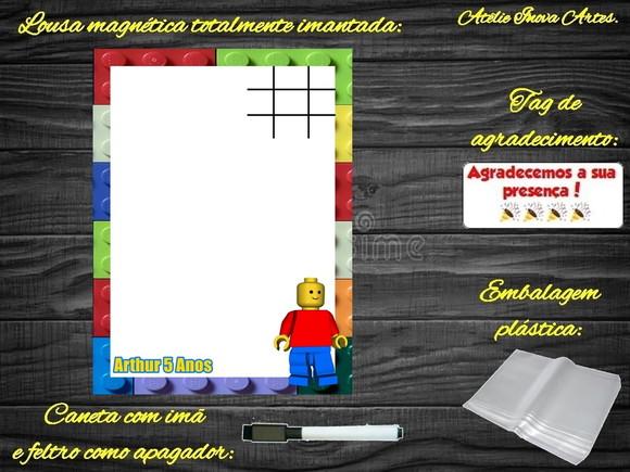 Lousa Magnética + Jogo da Velha Lego com Embalagem