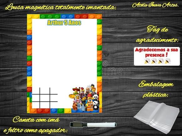 Lousa Magnética + Jogo da Velha Lego com Embalagem