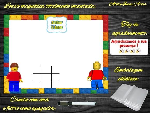 Lousa Magnética + Jogo da Velha Lego com Embalagem