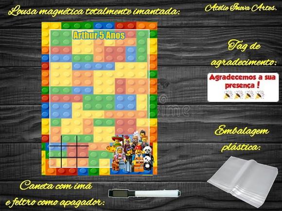 Lousa Magnética + Jogo da Velha Lego com Embalagem