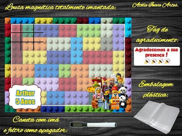 Lousa Magnética + Jogo da Velha Lego com Embalagem