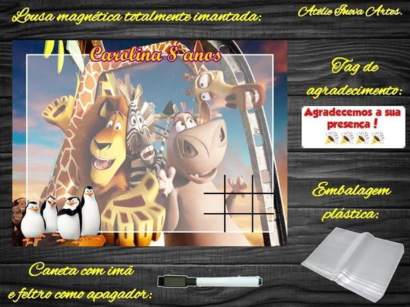 Lousa Magnética + Jogo da Velha Madagascar com Embalagem