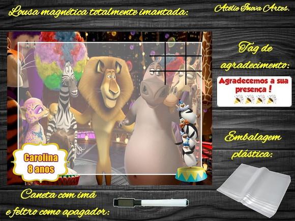 Lousa Magnética + Jogo da Velha Madagascar com Embalagem