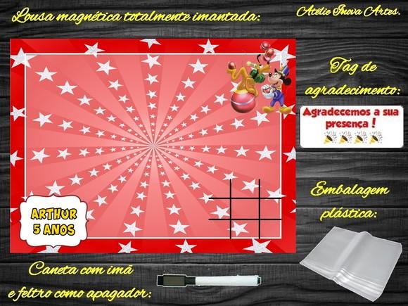 Lousa Magnética + Jogo da Velha Mickey Circo com Embalagem