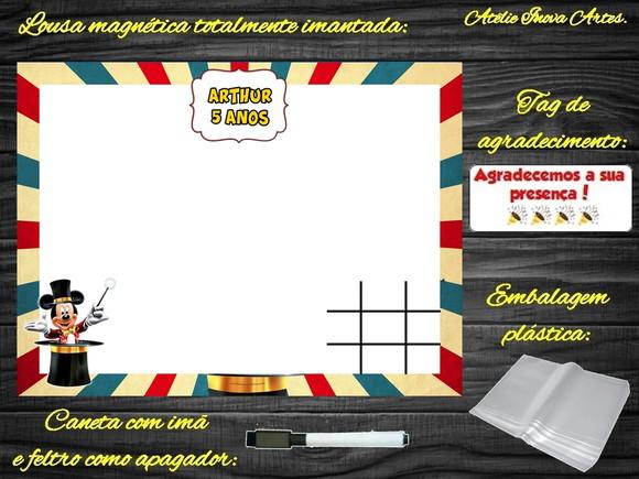 Lousa Magnética + Jogo da Velha Mickey Circo com Embalagem