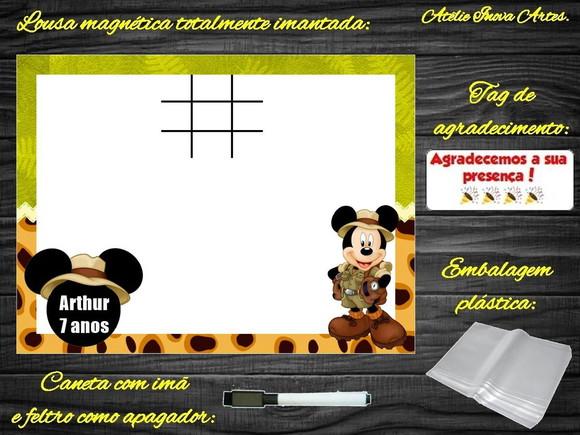 Lousa Magnética + Jogo da Velha Mickey Safari com Embalagem