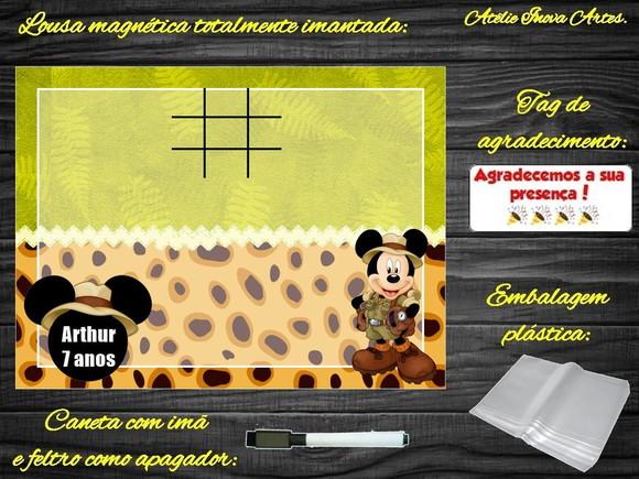 Lousa Magnética + Jogo da Velha Mickey Safari com Embalagem