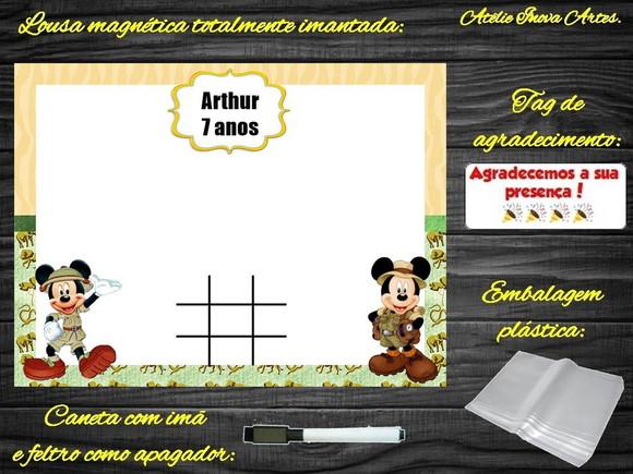 Lousa Magnética + Jogo da Velha Mickey Safari com Embalagem