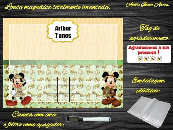 Lousa Magnética + Jogo da Velha Mickey Safari com Embalagem