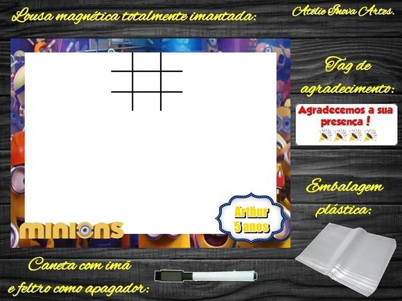 Lousa Magnética + Jogo da Velha Minions com Embalagem