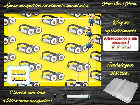 Lousa Magnética + Jogo da Velha Minions com Embalagem