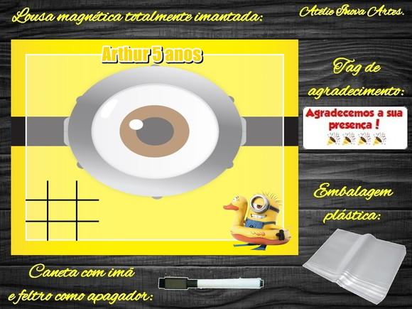 Lousa Magnética + Jogo da Velha Minions com Embalagem
