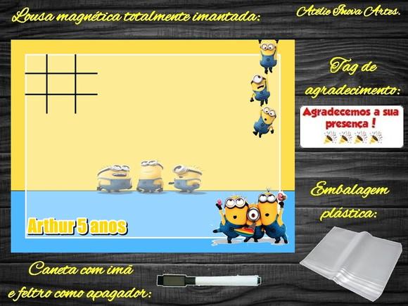 Lousa Magnética + Jogo da Velha Minions com Embalagem