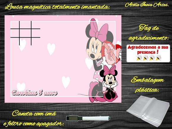 Lousa Magnética + Jogo da Velha Minnie com Embalagem