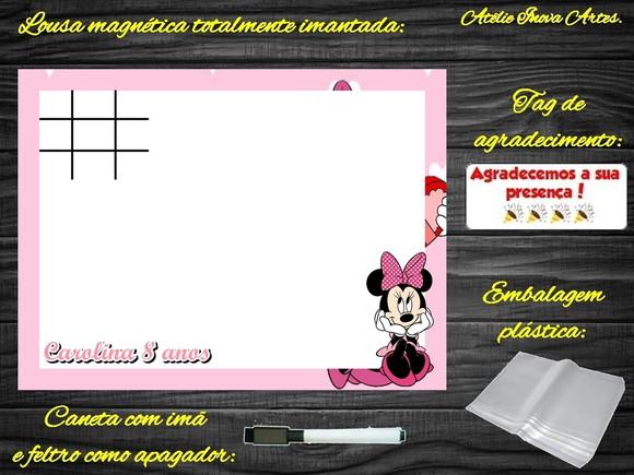 Lousa Magnética + Jogo da Velha Minnie com Embalagem