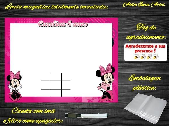 Lousa Magnética + Jogo da Velha Minnie com Embalagem