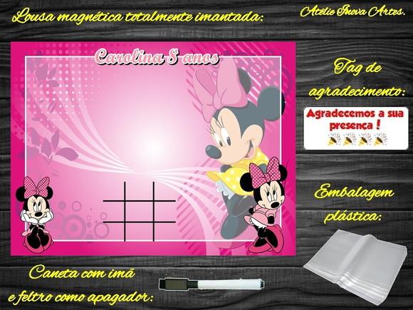 Lousa Magnética + Jogo da Velha Minnie com Embalagem