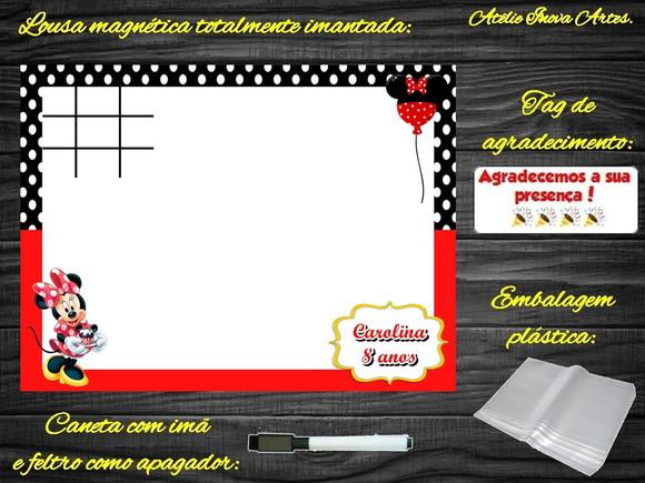 Lousa Magnética + Jogo da Velha Minnie com Embalagem