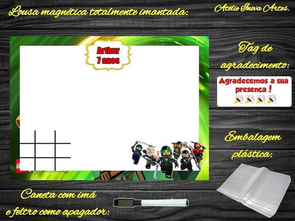 Lousa Magnética + Jogo da Velha Ninjago com Embalagem