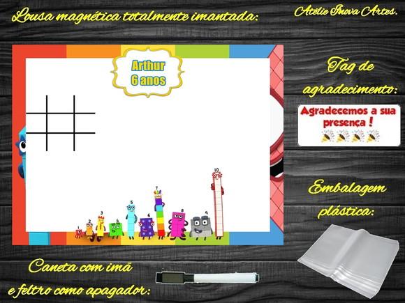 Lousa Magnética + Jogo da Velha Number Blocks com Embalagem