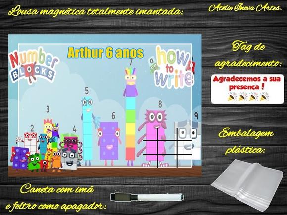 Lousa Magnética + Jogo da Velha Number Blocks com Embalagem