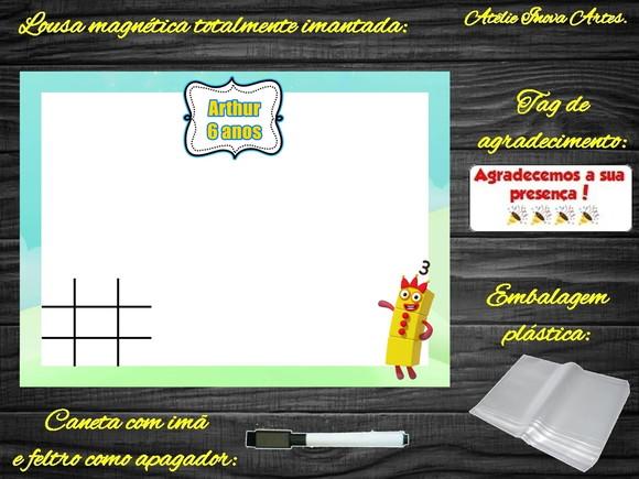 Lousa Magnética + Jogo da Velha Number Blocks com Embalagem