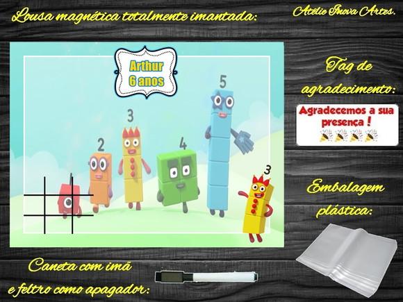 Lousa Magnética + Jogo da Velha Number Blocks com Embalagem