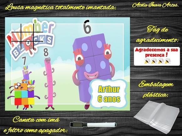 Lousa Magnética + Jogo da Velha Number Blocks com Embalagem