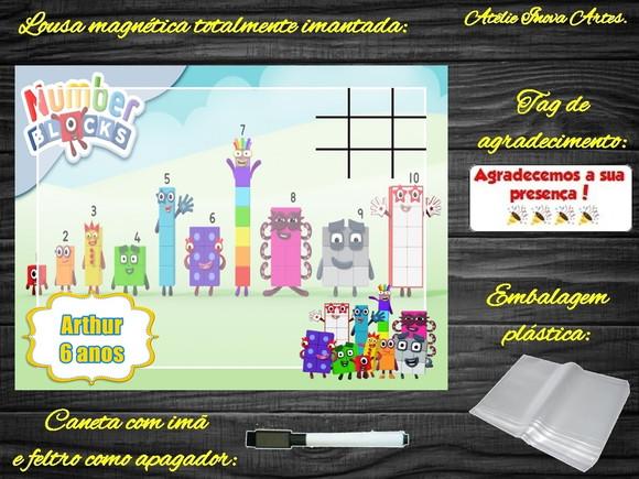 Lousa Magnética + Jogo da Velha Number Blocks com Embalagem