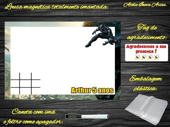 Lousa Magnética + Jogo da Velha Pantera Negra com Embalagem