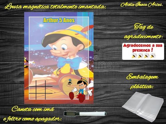 Lousa Magnética + Jogo da Velha Pinóquio com Embalagem