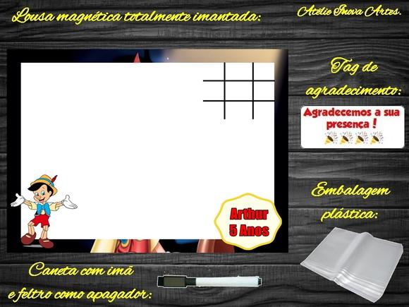 Lousa Magnética + Jogo da Velha Pinóquio com Embalagem