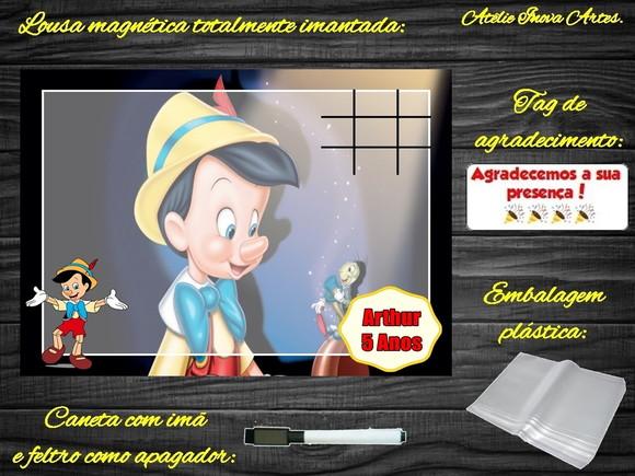 Lousa Magnética + Jogo da Velha Pinóquio com Embalagem