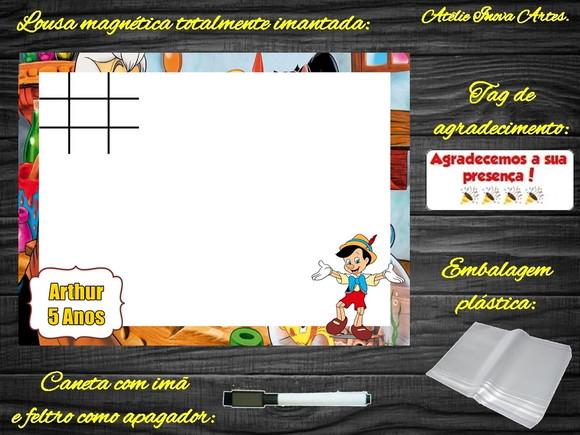 Lousa Magnética + Jogo da Velha Pinóquio com Embalagem