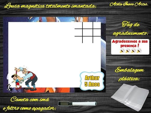 Lousa Magnética + Jogo da Velha Pinóquio com Embalagem