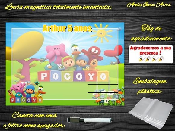 Lousa Magnética + Jogo da Velha Pocoyo com Embalagem