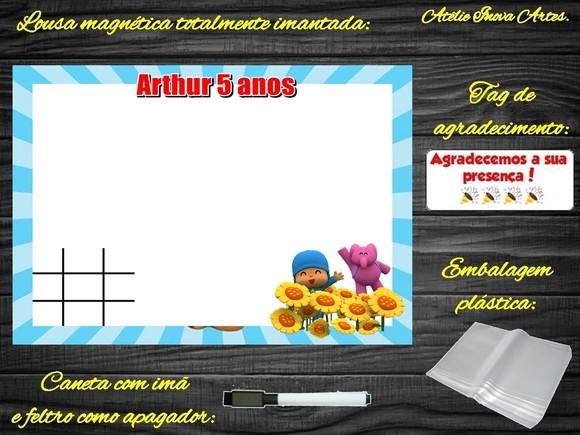 Lousa Magnética + Jogo da Velha Pocoyo com Embalagem