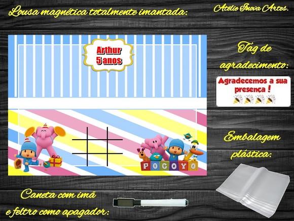 Lousa Magnética + Jogo da Velha Pocoyo com Embalagem