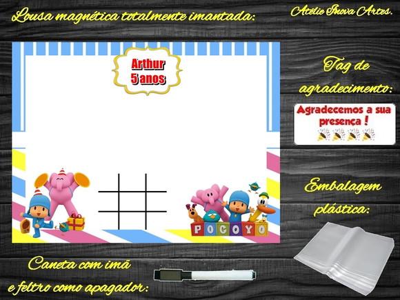 Lousa Magnética + Jogo da Velha Pocoyo com Embalagem