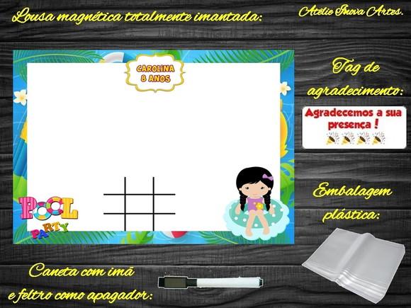 Lousa Magnética + Jogo da Velha Pool Party com Embalagem