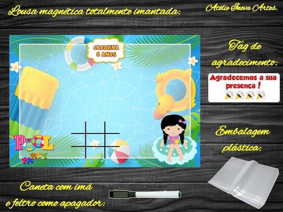 Lousa Magnética + Jogo da Velha Pool Party com Embalagem
