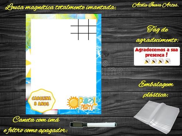 Lousa Magnética + Jogo da Velha Pool Party com Embalagem
