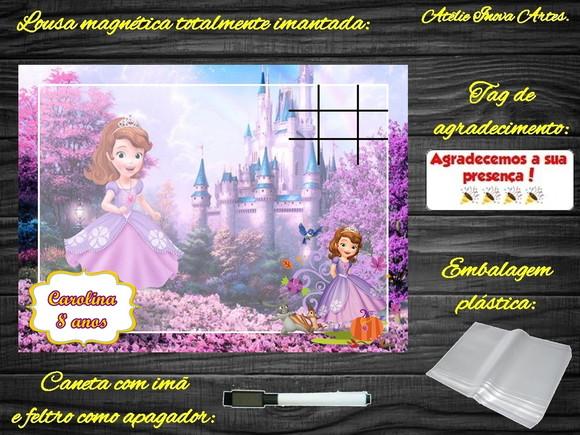 Lousa Magnética + Jogo da Velha Princesa Sofia com Embalagem