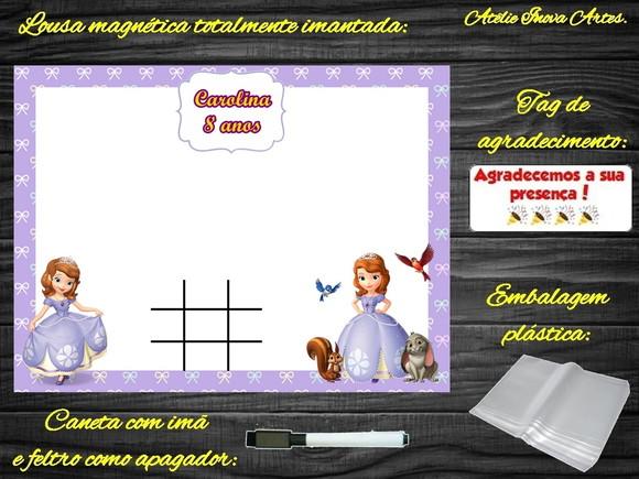 Lousa Magnética + Jogo da Velha Princesa Sofia com Embalagem