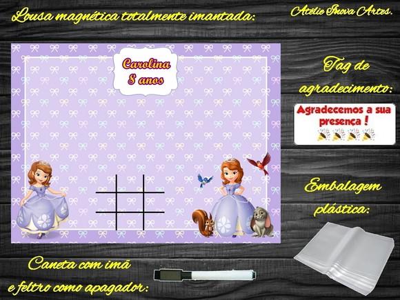 Lousa Magnética + Jogo da Velha Princesa Sofia com Embalagem